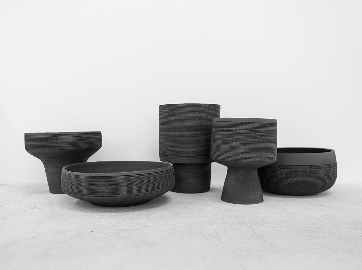 Handmade ceramic bowls and planters series Small Bricks by Yvette Hoffmann Design